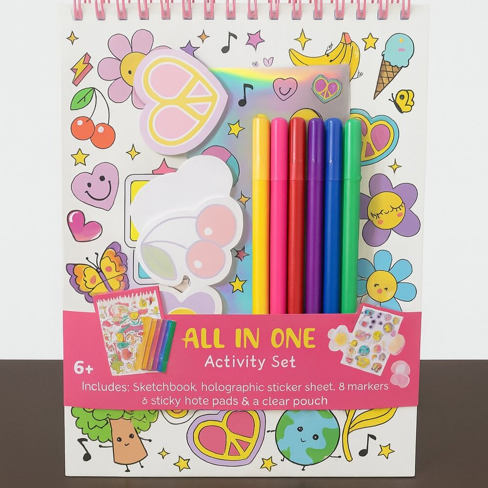 All-In-One Activity Set for Kids – Markers, Stickers, Notes & Sketchbook (6+)